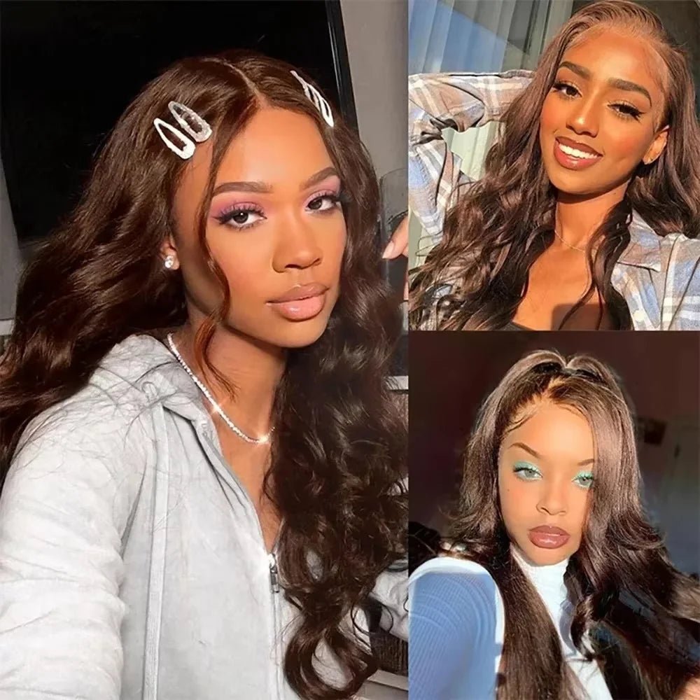 13x6 Chocolate Brown HD Lace Front Human Hair Wigs Body Wave Human Hair Wig 46 Inch 200Density Colored Human Hair Wigs For Women - MAGUSTA BEAUTY