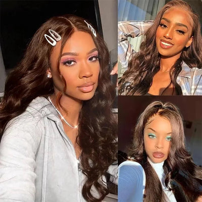 13x6 Chocolate Brown HD Lace Front Human Hair Wigs Body Wave Human Hair Wig 46 Inch 200Density Colored Human Hair Wigs For Women - MAGUSTA BEAUTY