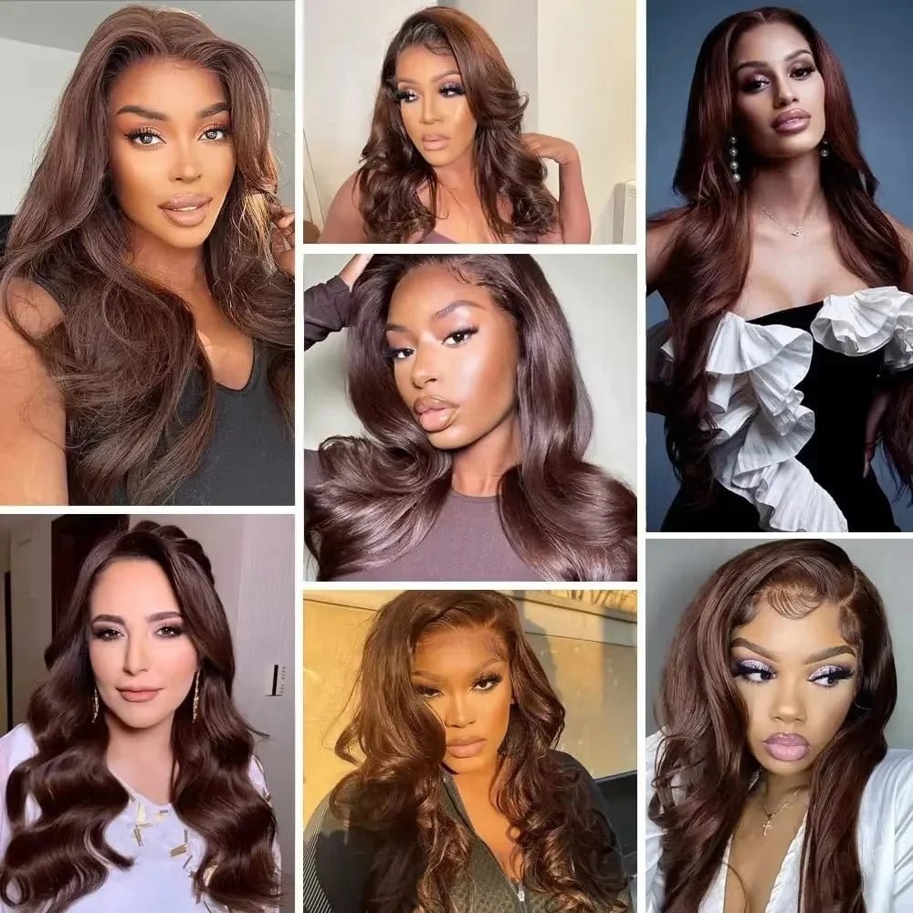 13x6 Chocolate Brown HD Lace Front Human Hair Wigs Body Wave Human Hair Wig 46 Inch 200Density Colored Human Hair Wigs For Women - MAGUSTA BEAUTY