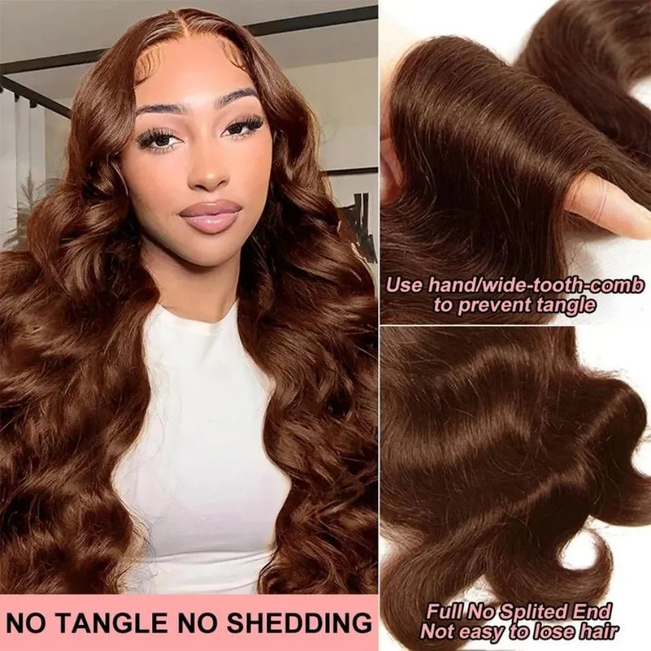 13X6 Hd Lace Frontal Wig Chocolate Brown Human Hair Wigs Body Wave Lace Front Wigs Pre Plucked Brazilian For Black Women 30 Inch - MAGUSTA BEAUTY