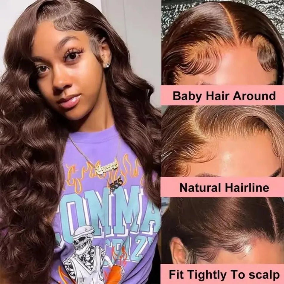 13X6 Hd Lace Frontal Wig Chocolate Brown Human Hair Wigs Body Wave Lace Front Wigs Pre Plucked Brazilian For Black Women 30 Inch - MAGUSTA BEAUTY