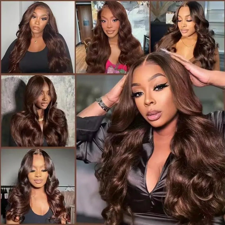 13X6 Hd Lace Frontal Wig Chocolate Brown Human Hair Wigs Body Wave Lace Front Wigs Pre Plucked Brazilian For Black Women 30 Inch - MAGUSTA BEAUTY