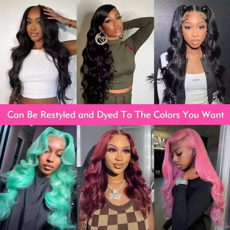 13x6 Lace Front Wigs Human Hair 180 Density Hd Body Wave Lace Frontat Human Hair Wigs For Women Glueless Pre Plucked Black Wig - MAGUSTA BEAUTY