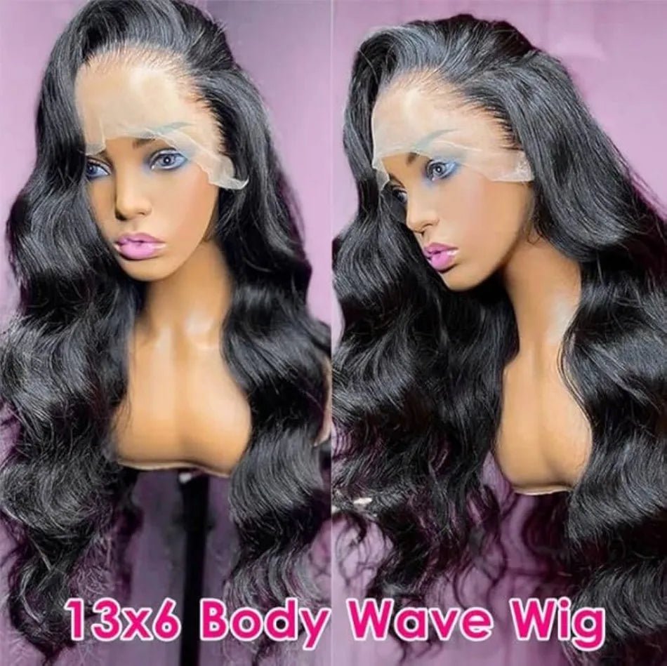 13x6 Lace Front Wigs Human Hair 180 Density Hd Body Wave Lace Frontat Human Hair Wigs For Women Glueless Pre Plucked Black Wig - MAGUSTA BEAUTY