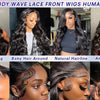 13x6 Lace Front Wigs Human Hair 180 Density Hd Body Wave Lace Frontat Human Hair Wigs For Women Glueless Pre Plucked Black Wig - MAGUSTA BEAUTY