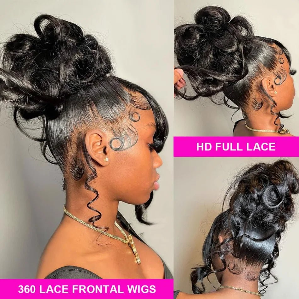 13x6 Lace Front Wigs Human Hair 180 Density Hd Body Wave Lace Frontat Human Hair Wigs For Women Glueless Pre Plucked Black Wig - MAGUSTA BEAUTY