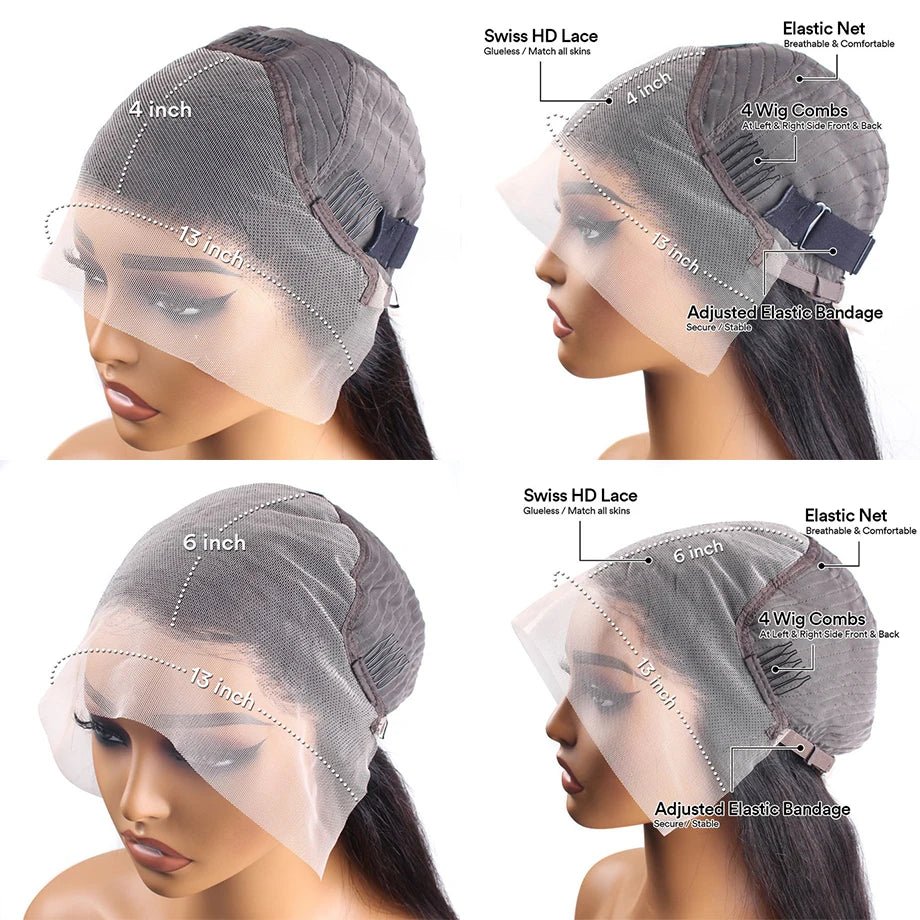 13x6 Lace Front Wigs Human Hair 180 Density Hd Body Wave Lace Frontat Human Hair Wigs For Women Glueless Pre Plucked Black Wig - MAGUSTA BEAUTY