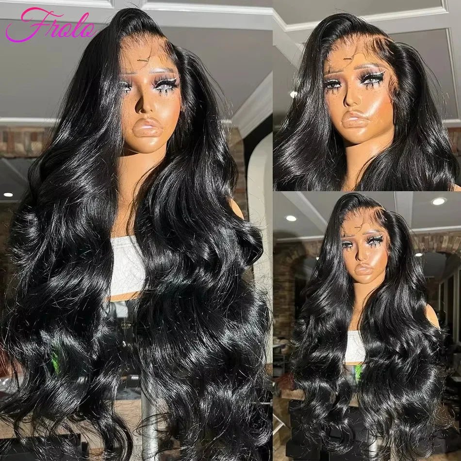 13x6 Lace Front Wigs Human Hair 180 Density Hd Body Wave Lace Frontat Human Hair Wigs For Women Glueless Pre Plucked Black Wig - MAGUSTA BEAUTY