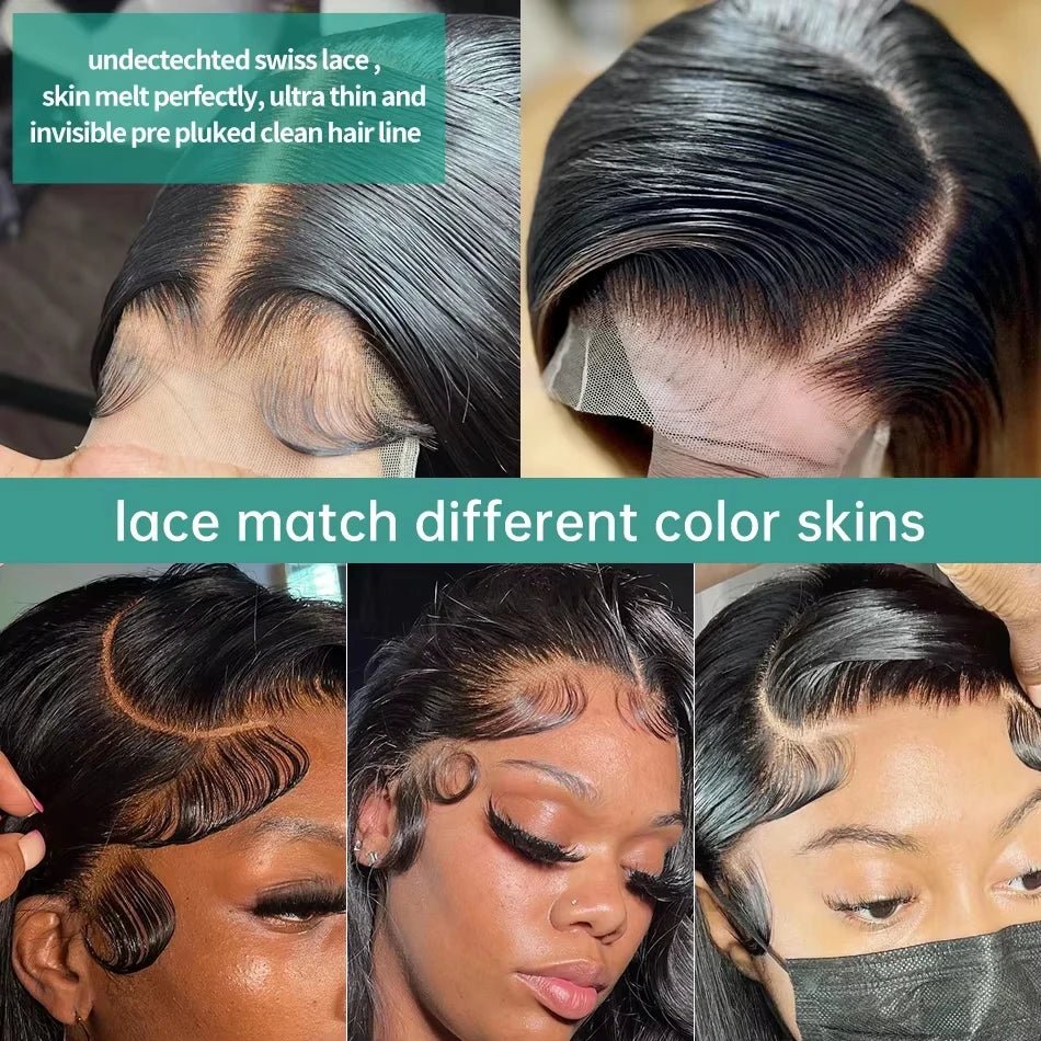 13x6 Lace Front Wigs Human Hair 180 Density Hd Body Wave Lace Frontat Human Hair Wigs For Women Glueless Pre Plucked Black Wig - MAGUSTA BEAUTY