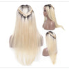 13x6 Lace Frontal Wig Brazilian Straight Human Hair Wig 2 Tone Dark Root 1B 613 Ombre Blonde Lace Front Wigs For Black Women 40" - MAGUSTA BEAUTY