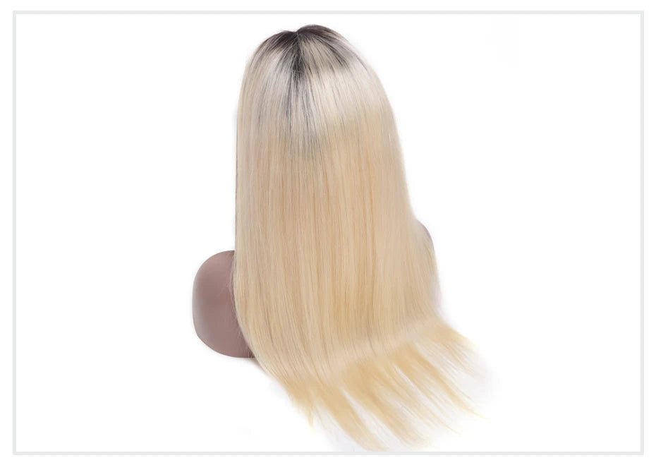 13x6 Lace Frontal Wig Brazilian Straight Human Hair Wig 2 Tone Dark Root 1B 613 Ombre Blonde Lace Front Wigs For Black Women 40" - MAGUSTA BEAUTY