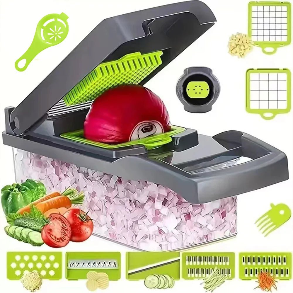 16 IN 1 Multifunctional Vegetable Chopper Handle Food Grater Egg Liquid Separator Peeler Vegetable Slicer Dicer Kitchen Cutter - MAGUSTA BEAUTY