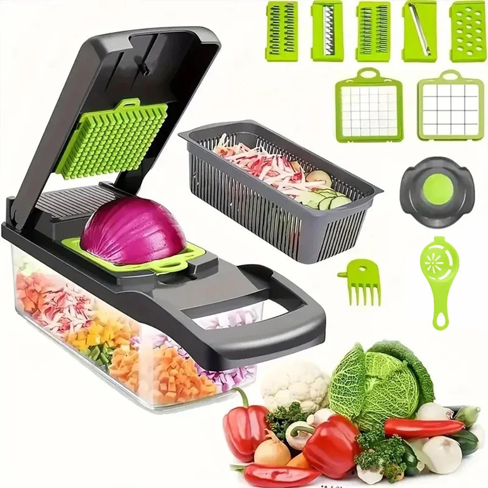 16 IN 1 Multifunctional Vegetable Chopper Handle Food Grater Egg Liquid Separator Peeler Vegetable Slicer Dicer Kitchen Cutter - MAGUSTA BEAUTY