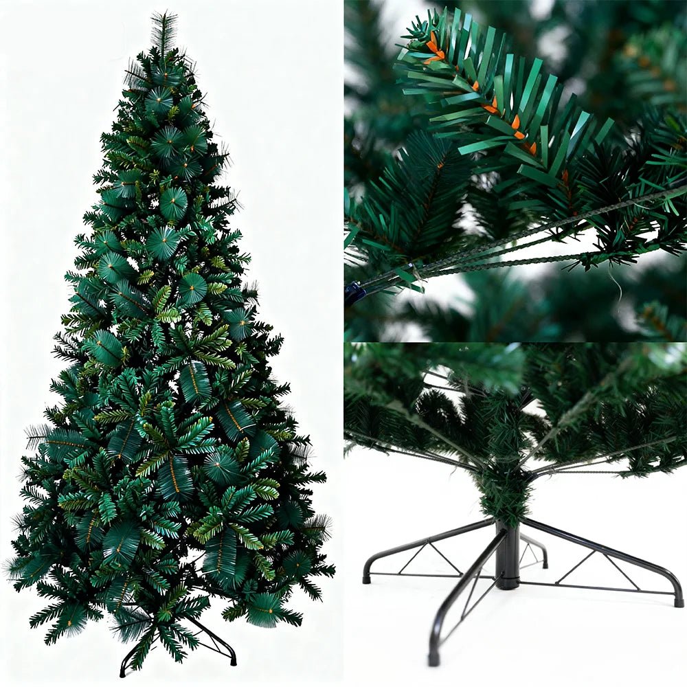 180/210/240cm Pop Up Pre - Lit Christmas Tree,Artificial Pine Needle & PVC Mixed Tree with Iron Base,Easy Setup Holiday Decoration - MAGUSTA BEAUTY
