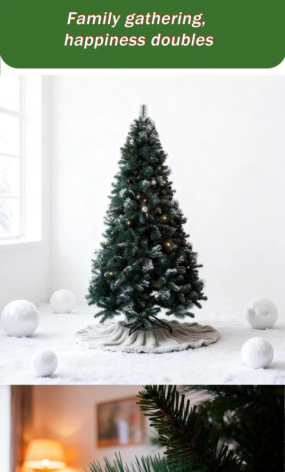 180/210/240cm Pop Up Pre - Lit Christmas Tree,Artificial Pine Needle & PVC Mixed Tree with Iron Base,Easy Setup Holiday Decoration - MAGUSTA BEAUTY