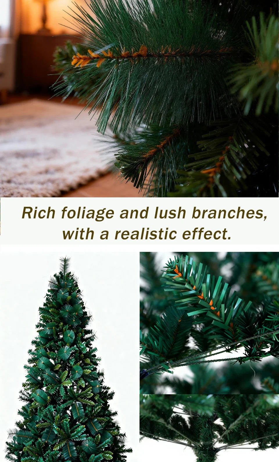 180/210/240cm Pop Up Pre - Lit Christmas Tree,Artificial Pine Needle & PVC Mixed Tree with Iron Base,Easy Setup Holiday Decoration - MAGUSTA BEAUTY