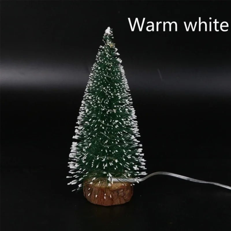 1pc LED Light Mini Artificial Christmas Trees Decorations Festival Tabletop Miniature Snow Frost Xmas Tree Decor 4Sizes - MAGUSTA BEAUTY