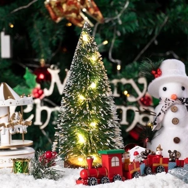 1pc LED Light Mini Artificial Christmas Trees Decorations Festival Tabletop Miniature Snow Frost Xmas Tree Decor 4Sizes - MAGUSTA BEAUTY