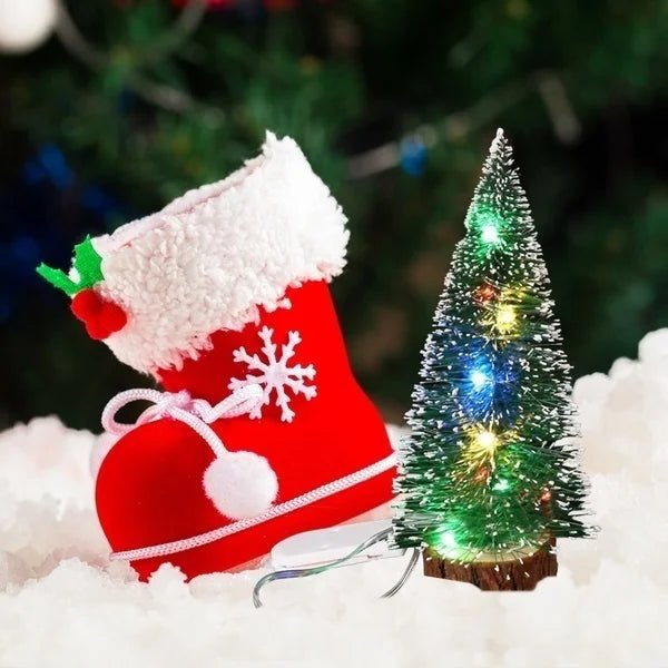 1pc LED Light Mini Artificial Christmas Trees Decorations Festival Tabletop Miniature Snow Frost Xmas Tree Decor 4Sizes - MAGUSTA BEAUTY