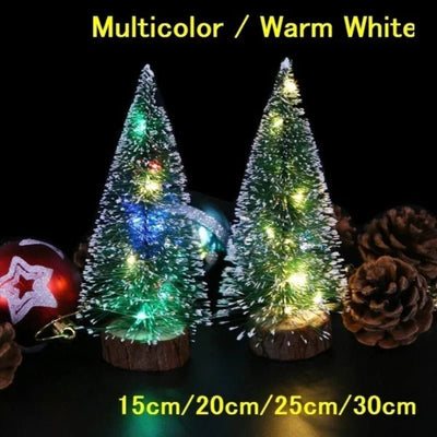 1pc LED Light Mini Artificial Christmas Trees Decorations Festival Tabletop Miniature Snow Frost Xmas Tree Decor 4Sizes - MAGUSTA BEAUTY