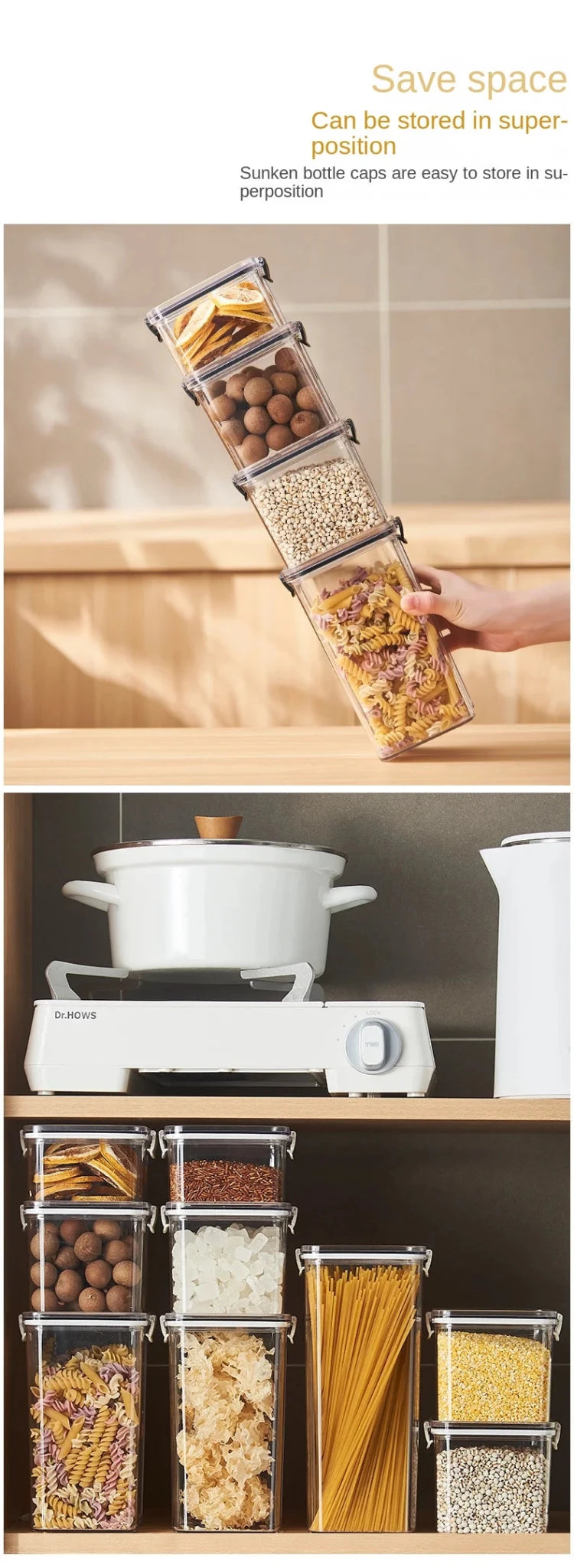 1PC Sealed Jar Airtight Container Grain Pasta Storage Box Plastic Moisture - proof Box Household Kitchen Organizer Seasoning Jars - MAGUSTA BEAUTY