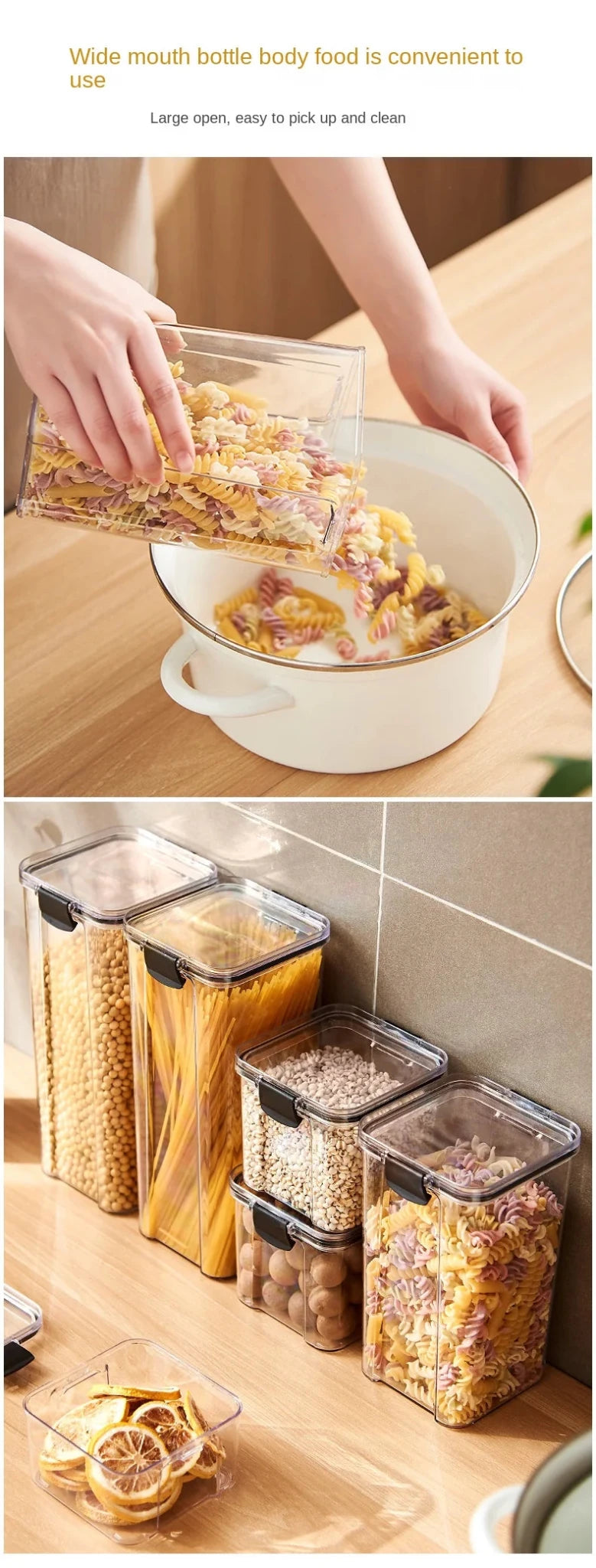 1PC Sealed Jar Airtight Container Grain Pasta Storage Box Plastic Moisture - proof Box Household Kitchen Organizer Seasoning Jars - MAGUSTA BEAUTY
