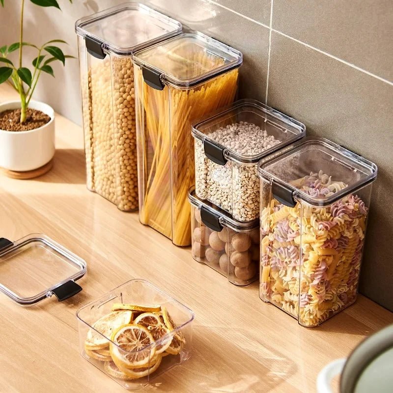 1PC Sealed Jar Airtight Container Grain Pasta Storage Box Plastic Moisture - proof Box Household Kitchen Organizer Seasoning Jars - MAGUSTA BEAUTY