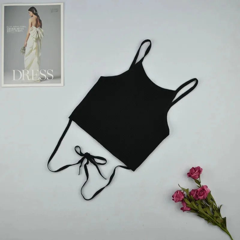 1pcs Girls Summer Crop Tops Women Sleeveless Sexy Bandage T Shirt Top Fashion Black Lace Up Tank Top Tumblr Ladies - MAGUSTA BEAUTY