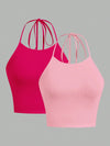 2 pcs Summer Lady Sexy backless Camisole Fashion Solid Top Women Strap Sleeveless Thin Camisole Vest Top Simple Base Vest Tops - MAGUSTA BEAUTY