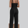 2 Piece Outfits For Women 2025 Sexy V - Neck Strap Shirred Slim Crop Top & Lace - up Wide Leg Pants Sets Elegant Office Lady Suit - MAGUSTA BEAUTY