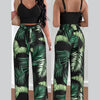 2 Piece Outfits For Women 2025 Sexy V - Neck Strap Shirred Slim Crop Top & Lace - up Wide Leg Pants Sets Elegant Office Lady Suit - MAGUSTA BEAUTY