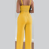 2 Piece Outfits For Women 2025 Sexy V - Neck Strap Shirred Slim Crop Top & Lace - up Wide Leg Pants Sets Elegant Office Lady Suit - MAGUSTA BEAUTY