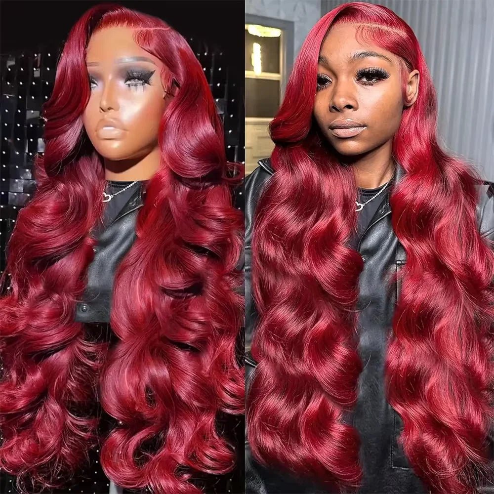 200 Density Burgundy 13x6 HD Lace Frontal Human Hair Wig 99j Body Wave 13x4 Lace Front Wigs Human Hair Brazilian Lace Wigs - MAGUSTA BEAUTY