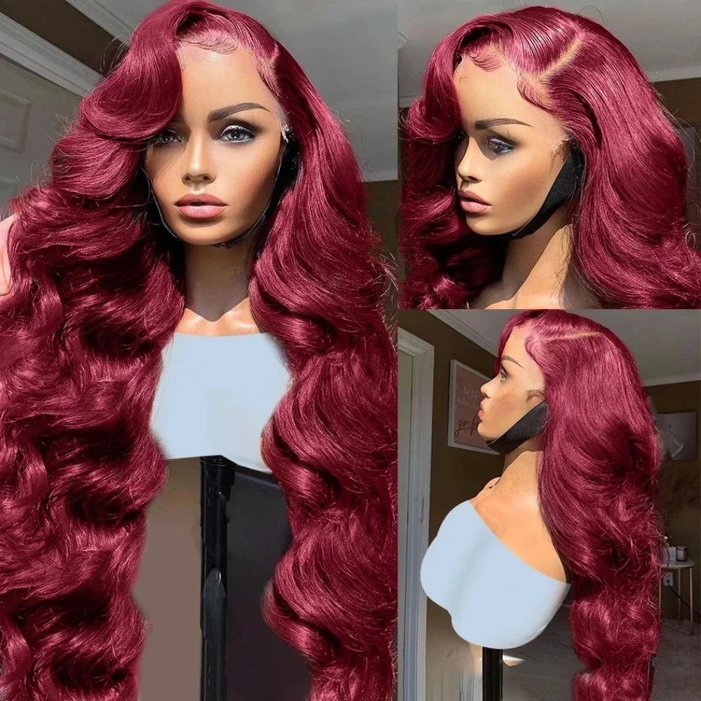 200 Density Burgundy 13x6 HD Lace Frontal Human Hair Wig 99j Body Wave 13x4 Lace Front Wigs Human Hair Brazilian Lace Wigs - MAGUSTA BEAUTY