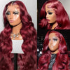 200 Density Burgundy 13x6 HD Lace Frontal Human Hair Wig 99j Body Wave 13x4 Lace Front Wigs Human Hair Brazilian Lace Wigs - MAGUSTA BEAUTY