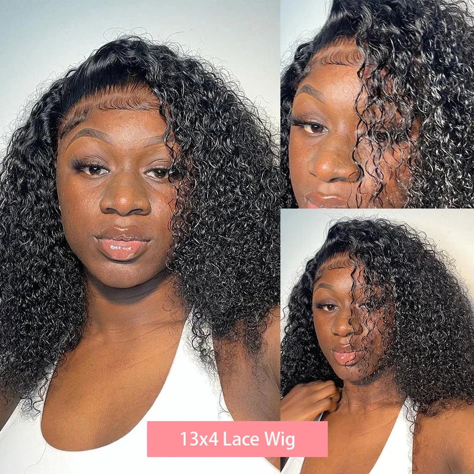 200% Short Curly Bob Wigs Lace Front Human Hair Wigs 13x4 4x4 Deep Wave Lace Frontal Wigs 100% Human Hair Brazilian Hair 14 Inch - MAGUSTA BEAUTY