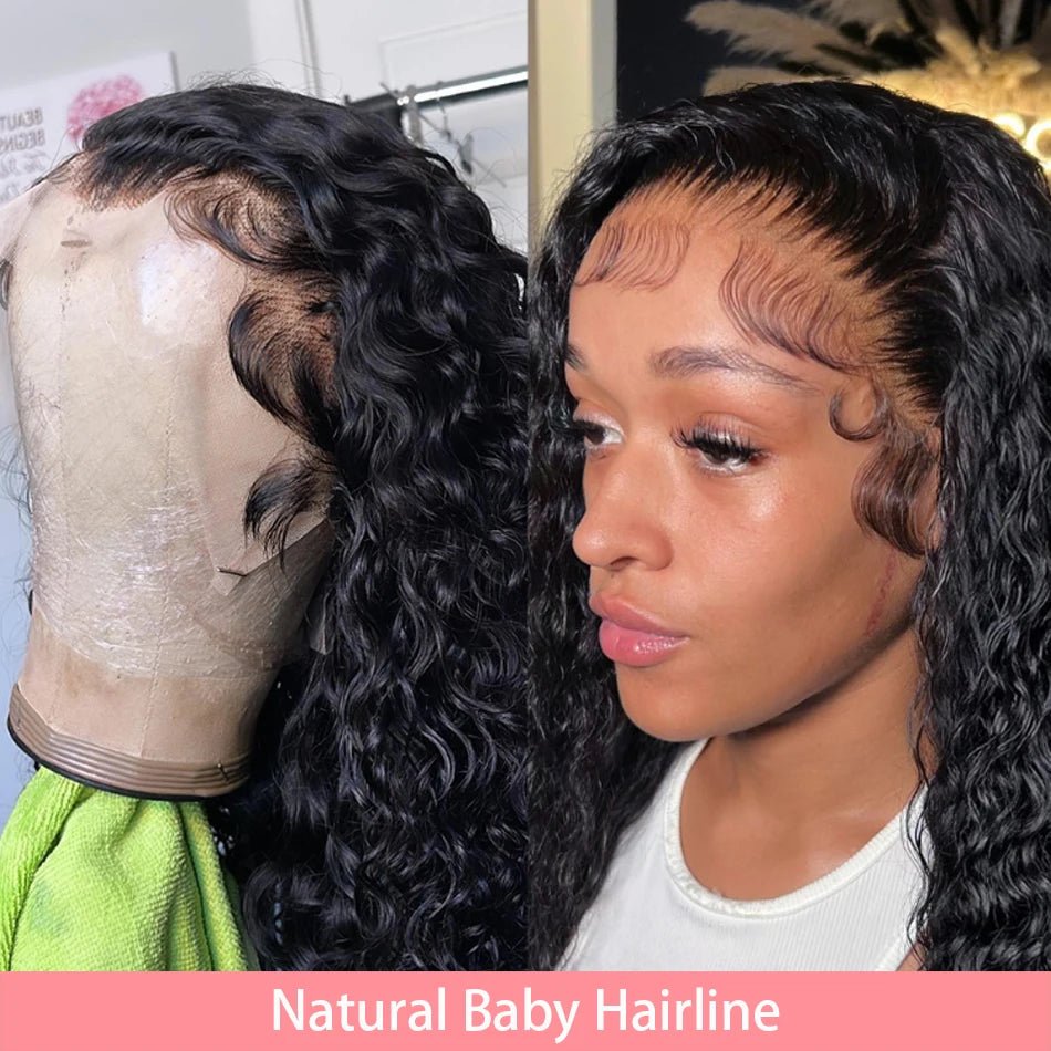 200% Short Curly Bob Wigs Lace Front Human Hair Wigs 13x4 4x4 Deep Wave Lace Frontal Wigs 100% Human Hair Brazilian Hair 14 Inch - MAGUSTA BEAUTY