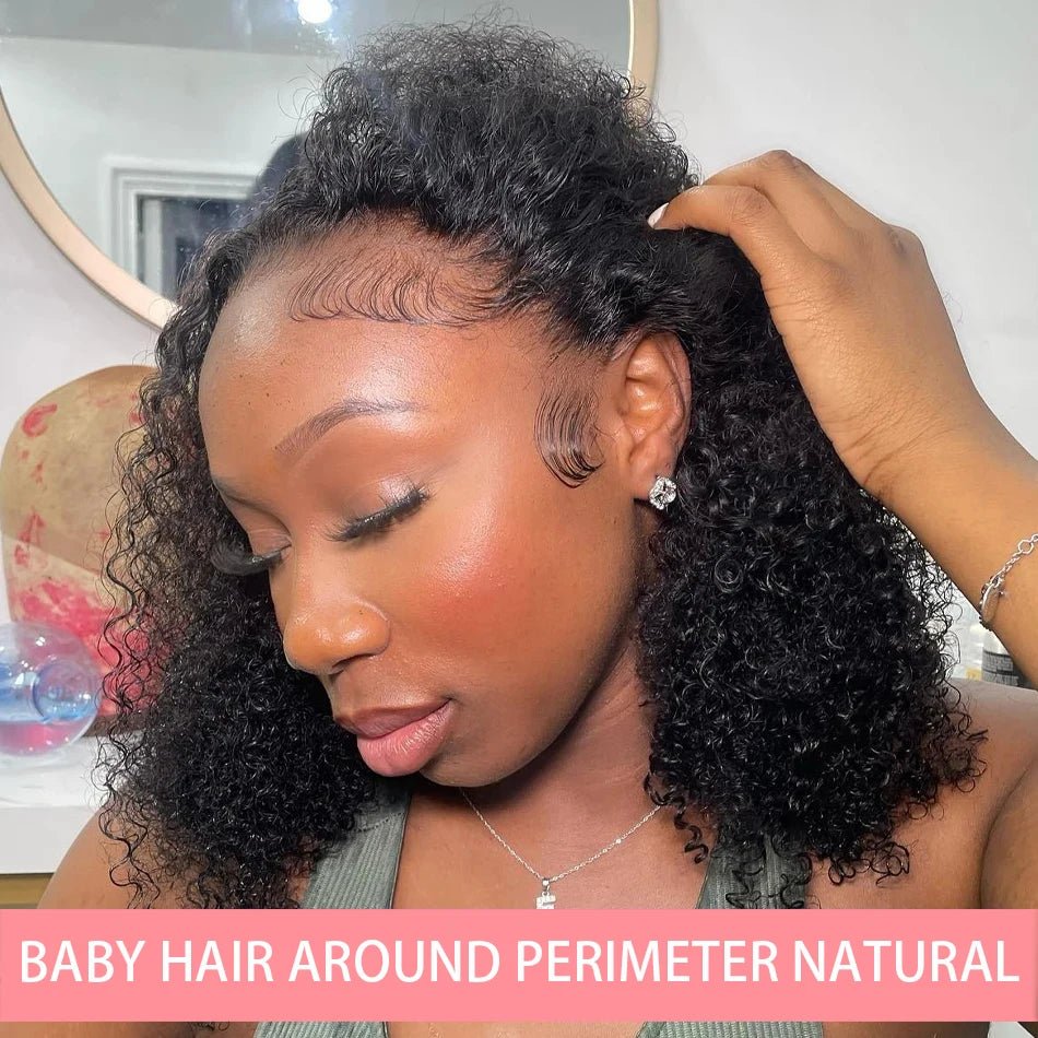 200% Short Curly Bob Wigs Lace Front Human Hair Wigs 13x4 4x4 Deep Wave Lace Frontal Wigs 100% Human Hair Brazilian Hair 14 Inch - MAGUSTA BEAUTY