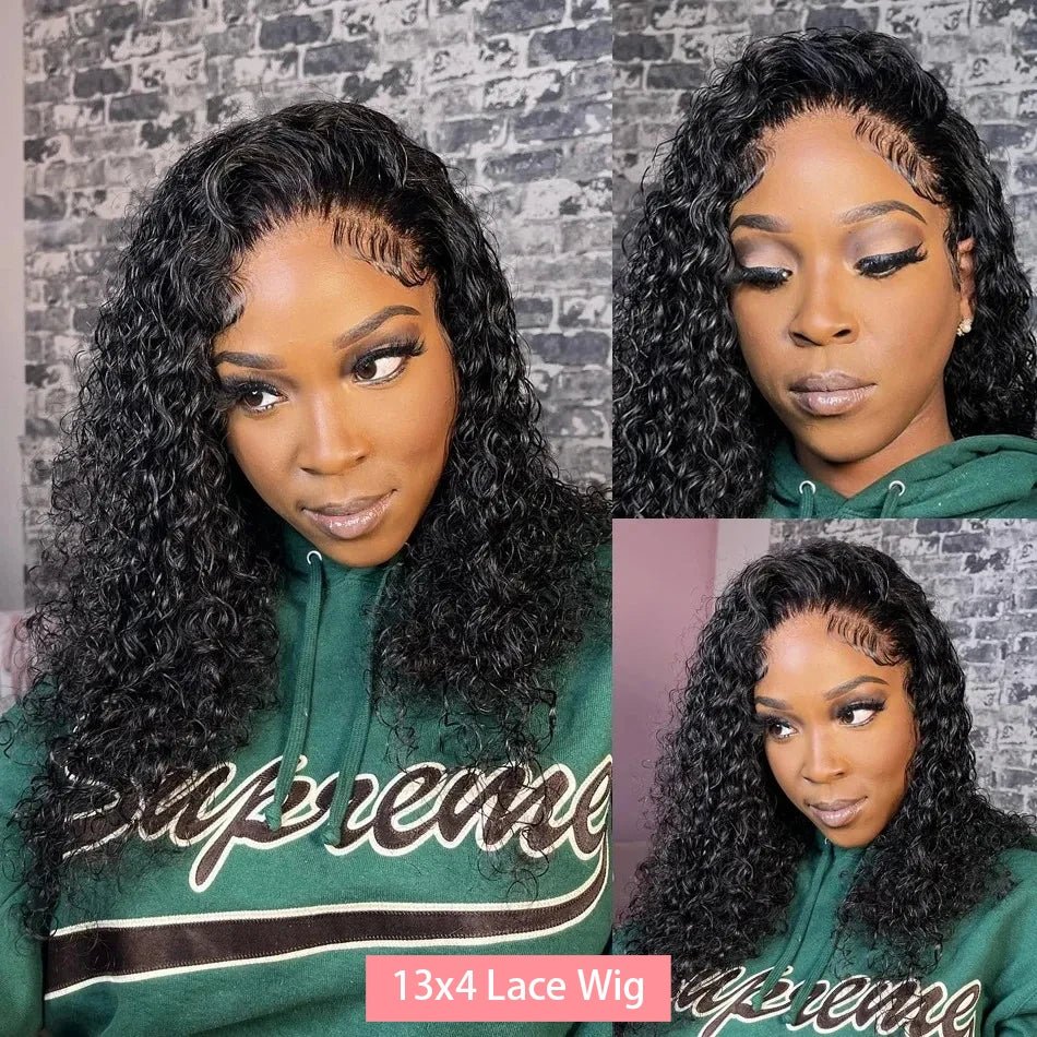 200% Short Curly Bob Wigs Lace Front Human Hair Wigs 13x4 4x4 Deep Wave Lace Frontal Wigs 100% Human Hair Brazilian Hair 14 Inch - MAGUSTA BEAUTY