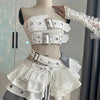 2000s Aesthetic Punk Style Women New 2 Piece Set Sexy Strapless Tops + High Waist Skirt Female Retro Chic Korean Popular Clothes - MAGUSTA BEAUTY