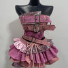 2000s Aesthetic Punk Style Women New 2 Piece Set Sexy Strapless Tops + High Waist Skirt Female Retro Chic Korean Popular Clothes - MAGUSTA BEAUTY