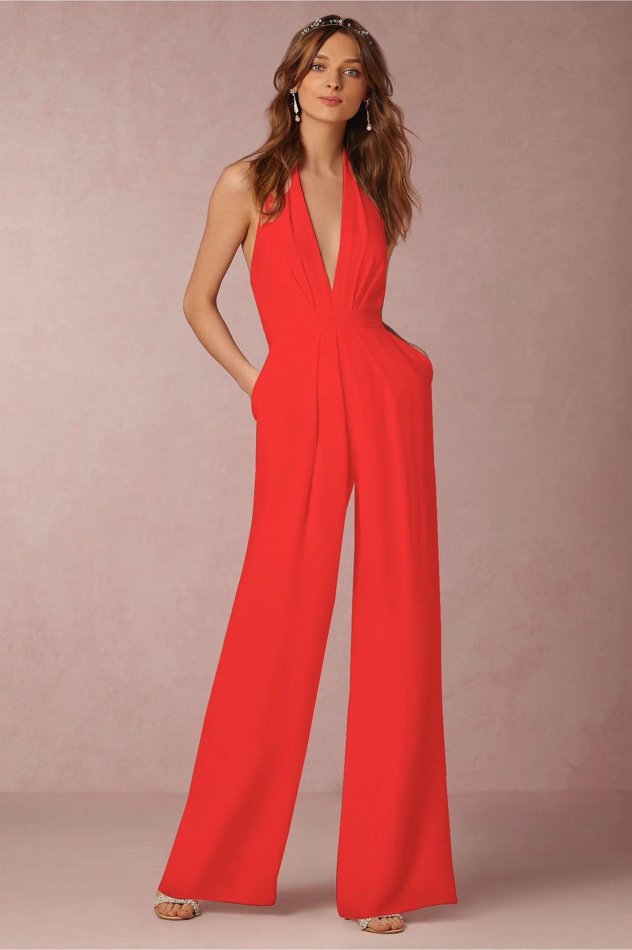 2022 New Fashion Backless Jumpsuits Women Solid Sleeveless Rompers Casual Overalls Halter Sexy Jumpsuit for Women - MAGUSTA BEAUTY
