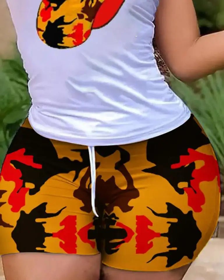 2022 Summer Women's Casual Fashionraglan Sleeve Tie Dye Top + Pants Two Piece Camo Pants Leopard Print Tow Piece Set Ladies Suit - MAGUSTA BEAUTY