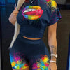 2022 Summer Women's Casual Fashionraglan Sleeve Tie Dye Top + Pants Two Piece Camo Pants Leopard Print Tow Piece Set Ladies Suit - MAGUSTA BEAUTY