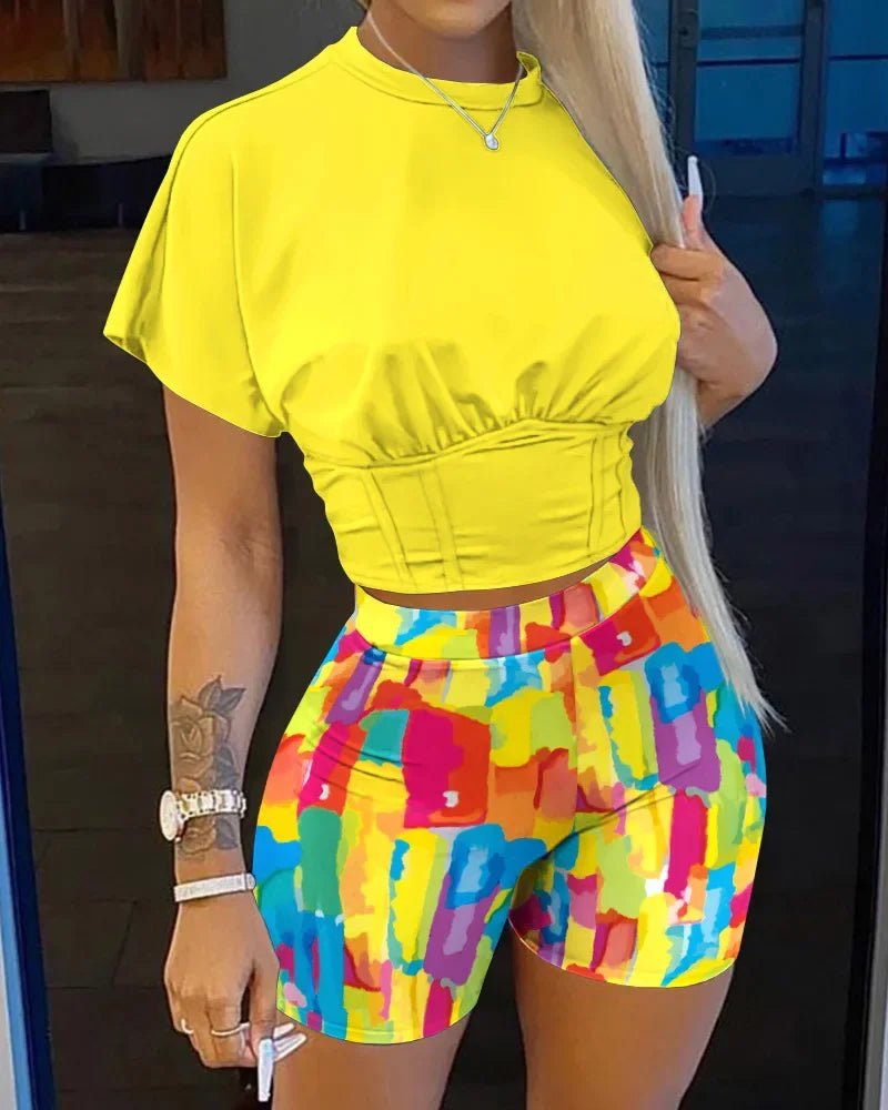 2022 Summer Women's Casual Fashionraglan Sleeve Tie Dye Top + Pants Two Piece Camo Pants Leopard Print Tow Piece Set Ladies Suit - MAGUSTA BEAUTY