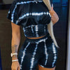 2022 Summer Women's Casual Fashionraglan Sleeve Tie Dye Top + Pants Two Piece Camo Pants Leopard Print Tow Piece Set Ladies Suit - MAGUSTA BEAUTY