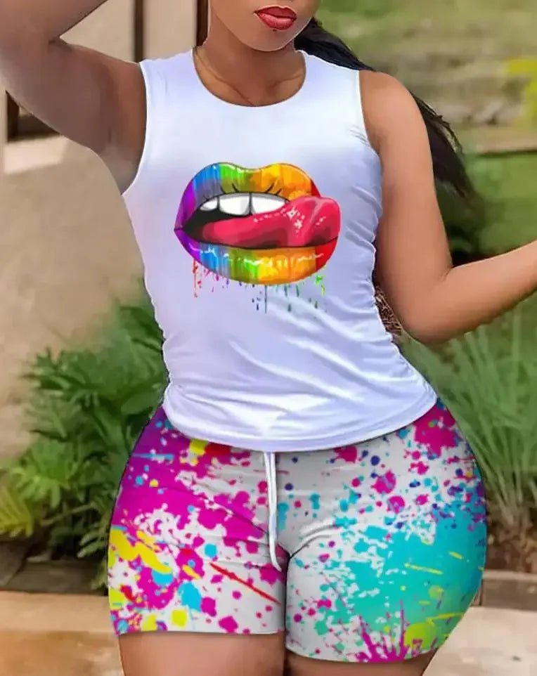 2022 Summer Women's Casual Fashionraglan Sleeve Tie Dye Top + Pants Two Piece Camo Pants Leopard Print Tow Piece Set Ladies Suit - MAGUSTA BEAUTY