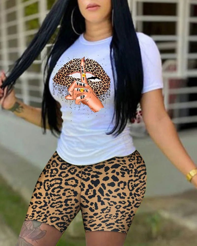 2022 Summer Women's Casual Fashionraglan Sleeve Tie Dye Top + Pants Two Piece Camo Pants Leopard Print Tow Piece Set Ladies Suit - MAGUSTA BEAUTY