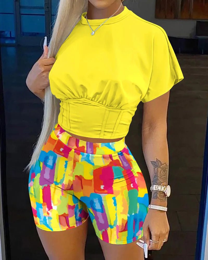 2022 Summer Women's Casual Fashionraglan Sleeve Tie Dye Top + Pants Two Piece Camo Pants Leopard Print Tow Piece Set Ladies Suit - MAGUSTA BEAUTY