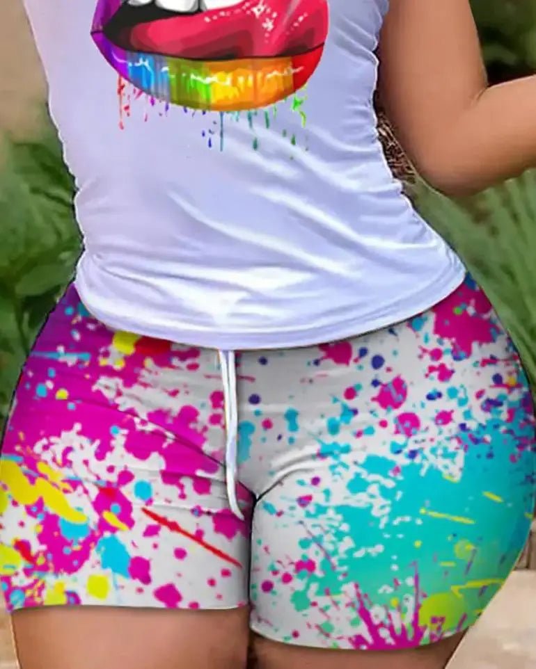 2022 Summer Women's Casual Fashionraglan Sleeve Tie Dye Top + Pants Two Piece Camo Pants Leopard Print Tow Piece Set Ladies Suit - MAGUSTA BEAUTY